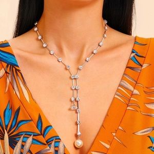 🎀 Beautiful Layered Statement Faux Pearl Rhinestone Necklace 🎀